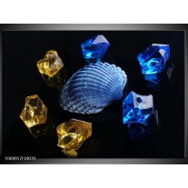 Glas schilderij Spa | Blauw, Geel, Zwart 
