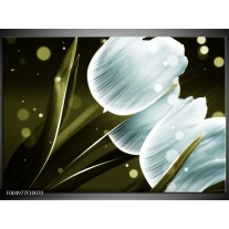 Foto canvas schilderij Tulp | Blauw, Groen 