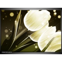 Foto canvas schilderij Tulp | Wit, Grijs 