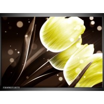 Foto canvas schilderij Tulp | Geel, Bruin 