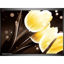 Foto canvas schilderij Tulp | Geel, Bruin 