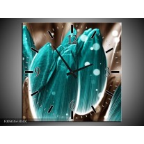 Wandklok op Canvas Tulp | Kleur: Blauw, Grijs | F005035C