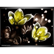 Foto canvas schilderij Bloem | Geel, Grijs 