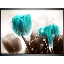 Glas schilderij Tulp | Blauw, Grijs 