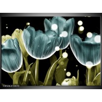 Foto canvas schilderij Tulp | Blauw, Groen 