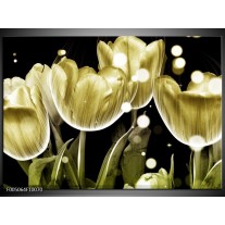 Foto canvas schilderij Tulp | Goud, Zwart 