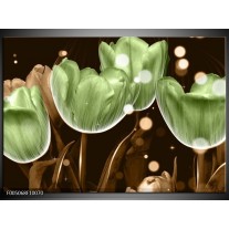 Foto canvas schilderij Tulp | Groen, Bruin 