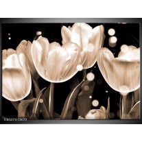 Foto canvas schilderij Tulp | Wit, Grijs 