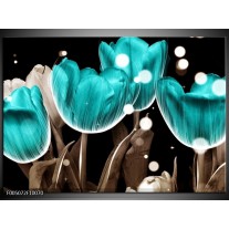 Foto canvas schilderij Tulp | Blauw, Grijs 