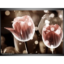 Foto canvas schilderij Tulp | Bruin, Grijs 