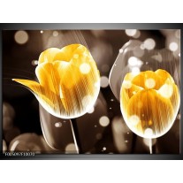 Foto canvas schilderij Tulp | Geel, Oranje, Bruin 