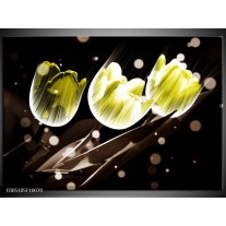 Foto canvas schilderij Tulp | Geel, Grijs 