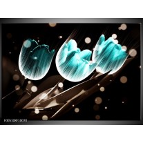 Foto canvas schilderij Tulp | Blauw, Zwart 