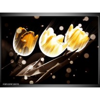 Foto canvas schilderij Tulp | Geel, Zwart 