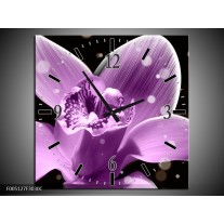 Wandklok op Canvas Iris | Kleur: Paars, Zwart | F005127C