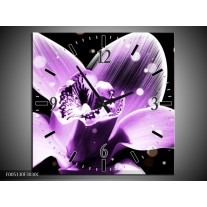 Wandklok op Canvas Iris | Kleur: Paars, Zwart | F005130C