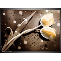 Foto canvas schilderij Tulp | Geel, Grijs 