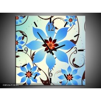 Wandklok op Canvas Modern | Kleur: Blauw, Wit | F005167C