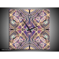 Wandklok op Canvas Modern | Kleur: Paars, Blauw, Geel | F005251C