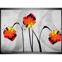 Foto canvas schilderij Klaproos | Oranje, Grijs, Zwart