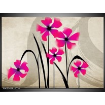 Foto canvas schilderij Bloem | Roze, Zwart, Creme 