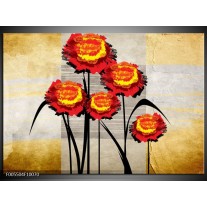 Foto canvas schilderij Bloem | Oranje, Geel, Grijs 