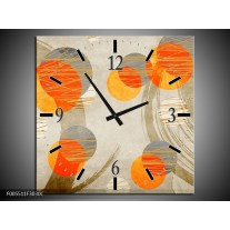 Wandklok op Canvas Art | Kleur: Oranje, Grijs, Geel | F005511C