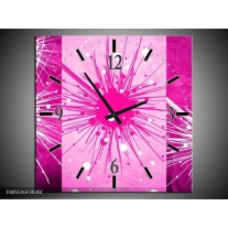 Wandklok op Canvas Art | Kleur: Roze, Paars, Wit | F005516C