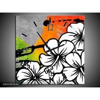 Wandklok op Canvas Art | Kleur: Wit, Oranje, Grijs | F005518C