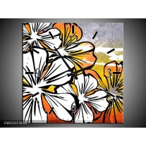 Wandklok op Canvas Art | Kleur: Wit, Oranje, Grijs | F005521C