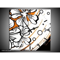 Wandklok op Canvas Art | Kleur: Wit, Oranje, Zwart | F005530C