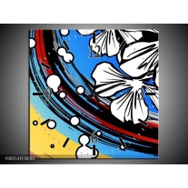 Wandklok op Canvas Art | Kleur: Blauw, Wit, Zwart | F005531C