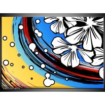 Glas schilderij Art | Blauw, Wit, Zwart 