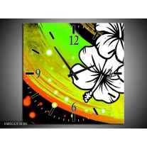 Wandklok op Canvas Art | Kleur: Groen, Zwart, Wit | F005532C