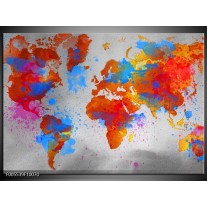 Glas schilderij Wereld | Grijs, Rood, Blauw 