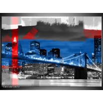 Foto canvas schilderij Brug | Blauw, Grijs, Rood 