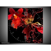 Wandklok op Canvas Art | Kleur: Rood, Zwart | F005587C