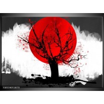 Glas schilderij Bomen | Rood, Wit, Zwart 