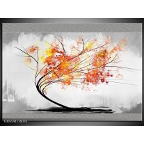 Foto canvas schilderij Bomen | Grijs, Oranje, Wit 