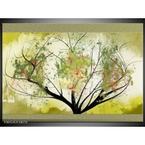 Glas schilderij Bomen | Groen, Zwart 