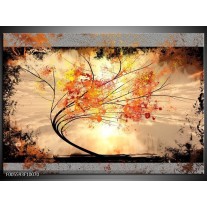 Glas schilderij Bomen | Oranje, Grijs, Zwart 