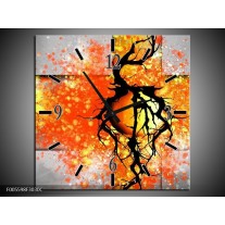 Wandklok op Canvas Boom | Kleur: Oranje, Grijs, Zwart | F005598C