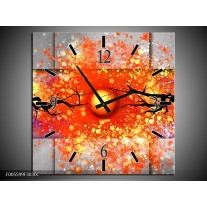 Wandklok op Canvas Boom | Kleur: Grijs, Rood, Oranje | F005599C