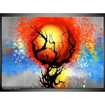 Foto canvas schilderij Boom | Blauw, Zwart, Rood 