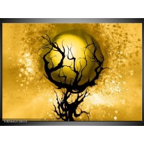 Foto canvas schilderij Boom | Zwart, Goud, Wit 