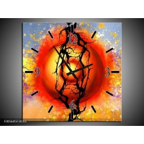 Wandklok op Canvas Art | Kleur: Rood, Zwart, Paars | F005605C