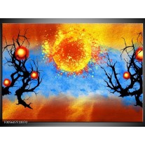 Glas schilderij Art | Blauw, Oranje, Zwart 