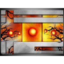 Glas schilderij Art | Grijs, Zwart, Oranje 