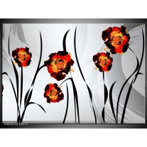 Foto canvas schilderij Tulp | Grijs, Oranje, Zwart 