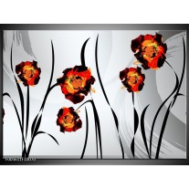 Glas schilderij Tulp | Grijs, Oranje, Zwart 